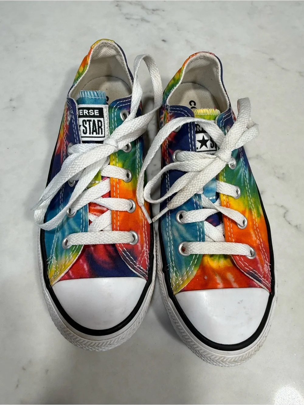 Converse Kids Rainbow Tie-Dye Low Top Sneakers with White Accents